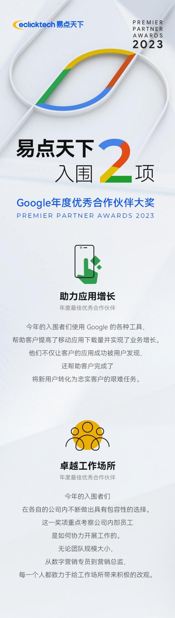 IM电竞双双入围！易点天下入围两项2023 Google年度优秀合作伙伴大奖